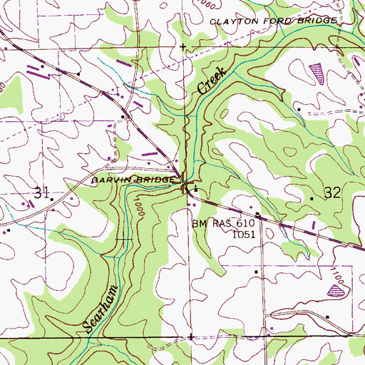 Topographic Map of Garvin Bridge, AL