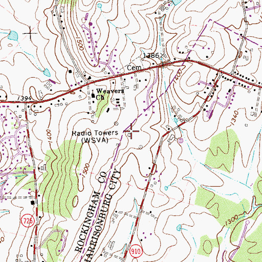 Topographic Map of WSVA-AM (Harrisonburg), VA