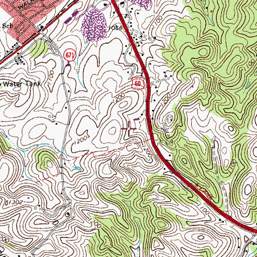 Topographic Map of WREL-AM (Lexington), VA