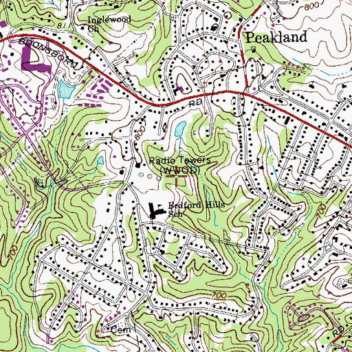 Topographic Map of WWOD-AM (Lynchburg), VA