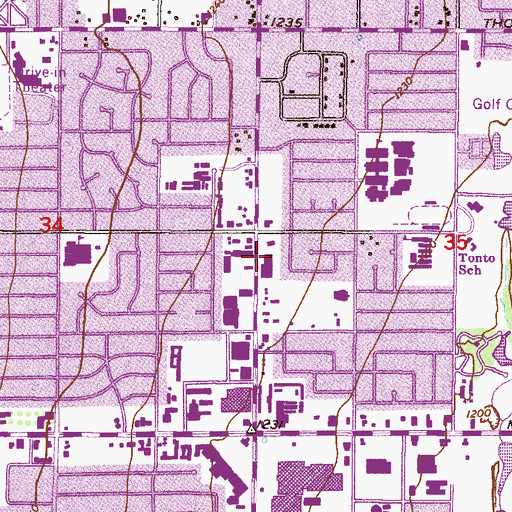 Topographic Map of Scottsdale Plaza Shopping Center, AZ