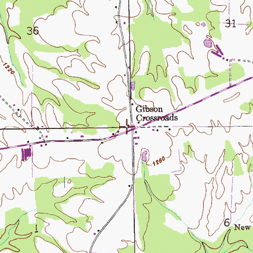 Topographic Map of Gibson Crossroads, AL