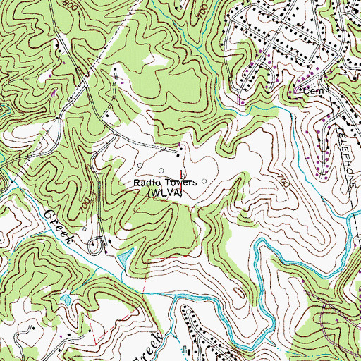 Topographic Map of WLVA-AM (Lynchburg), VA