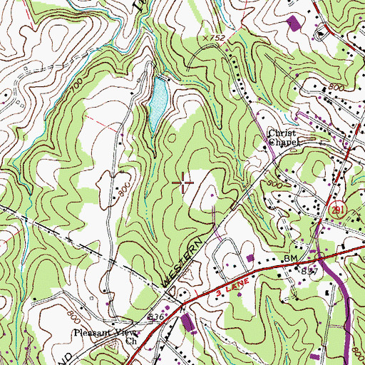 Topographic Map of WLLL-AM (Lynchburg), VA