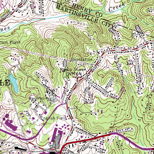 Topographic Map of WMVA-AM (Martinsville), VA