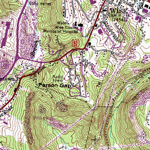 Topographic Map of WNVA-AM (Norton), VA