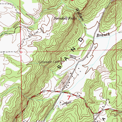 Topographic Map of Gilbreath Cemetery, AL