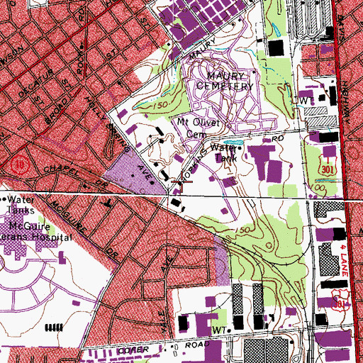 Topographic Map of WFTH-AM (Richmond), VA