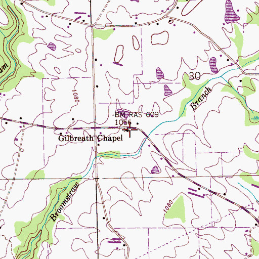 Topographic Map of Gilbreath Chapel, AL