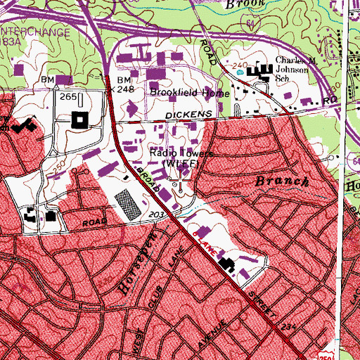 Topographic Map of WBBL-AM (Richmond), VA