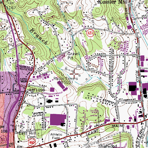 Topographic Map of WSLC-AM (Roanoke), VA