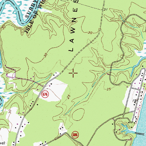 Topographic Map of WKGM-AM (Smithfield), VA