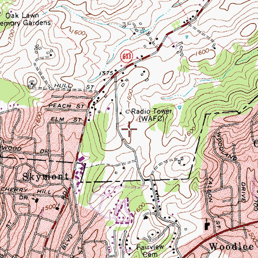 Topographic Map of WKDW-AM (Staunton), VA