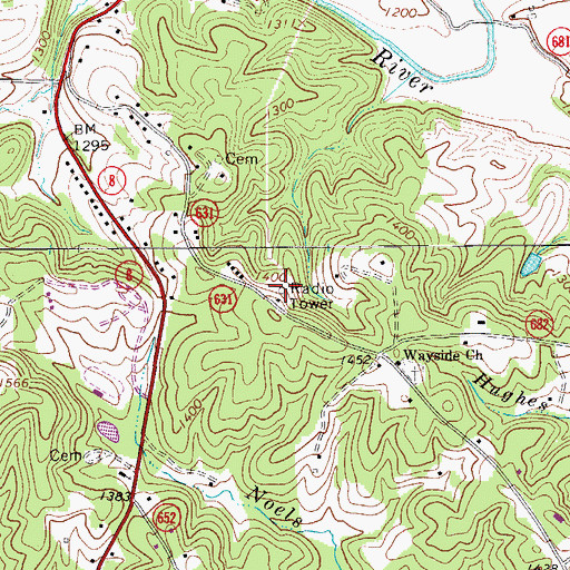 Topographic Map of WHEO-AM (Stuart), VA