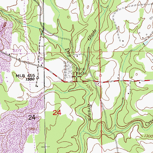 Topographic Map of Glade Branch, AL