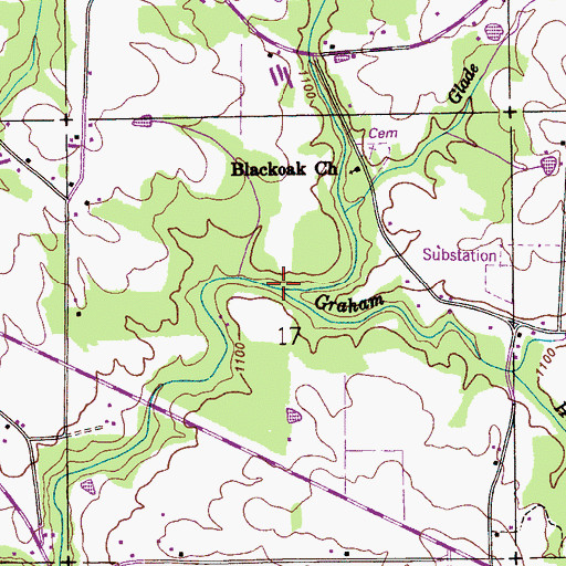 Topographic Map of Graham Branch, AL