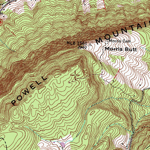 Topographic Map of WAXM-FM (Big Stone Gap), VA