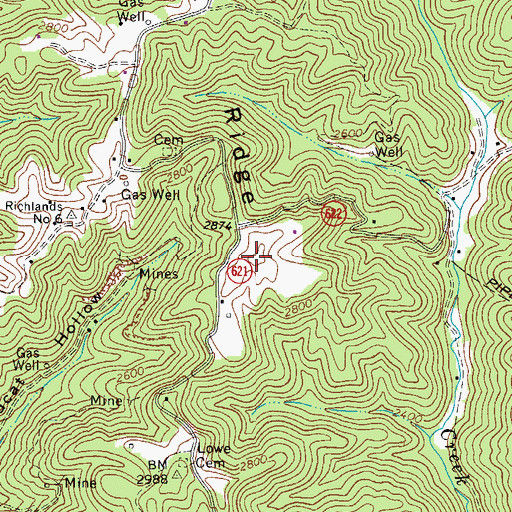 Topographic Map of WJHT-FM (Cedar Bluff), VA