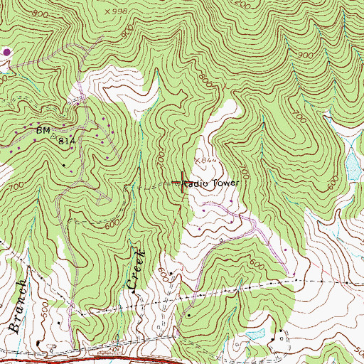 Topographic Map of WWWV-FM (Charlottesville), VA