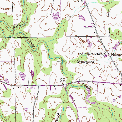 Topographic Map of Graveyard Branch, AL