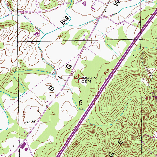 Topographic Map of Green Cemetery, AL