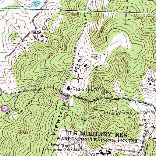 Topographic Map of WPVB-FM (Culpeper), VA