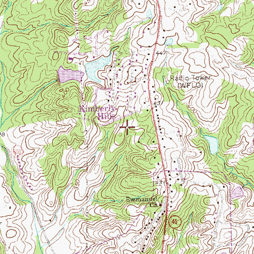Topographic Map of WXJK-FM (Farmville), VA