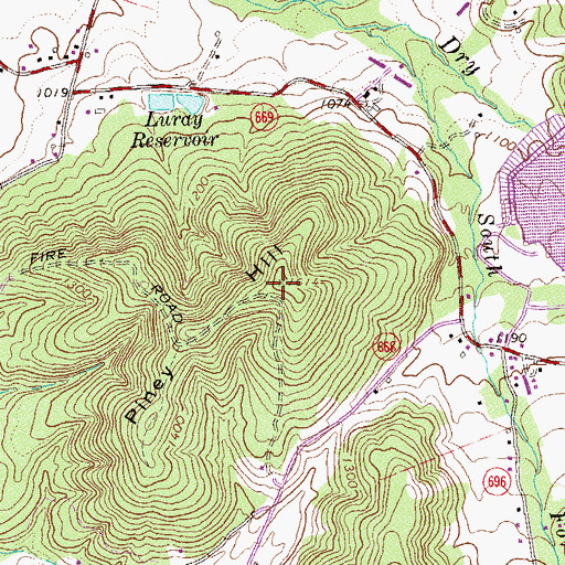 Topographic Map of WYFT-FM (Luray), VA