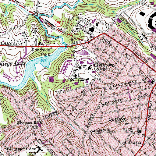 Topographic Map of WWLC-FM (Lynchburg), VA