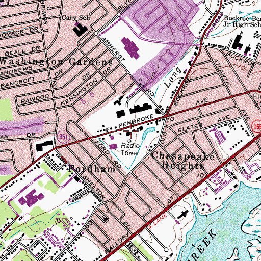 Topographic Map of WNVZ-FM (Norfolk), VA