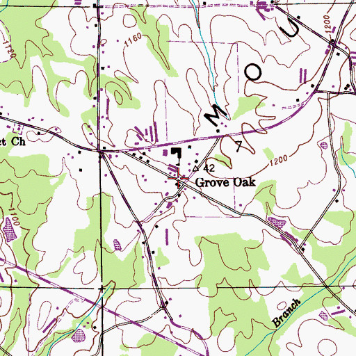 Topographic Map of Grove Oak, AL