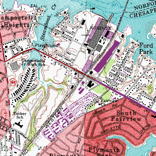 Topographic Map of WYFI-FM (Norfolk), VA