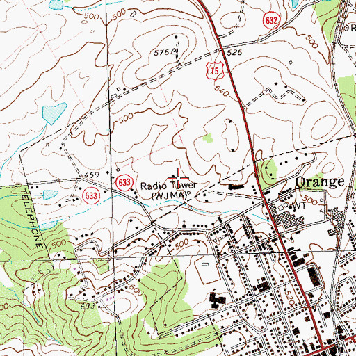 Topographic Map of WJMA-FM (Orange), VA