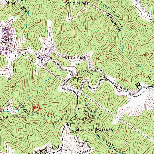 Topographic Map of WRIC-FM (Richlands), VA
