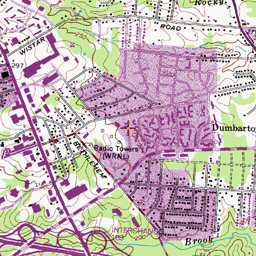 Topographic Map of WRXL-FM (Richmond), VA