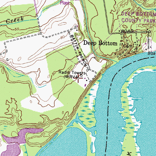 Topographic Map of WRVQ-FM (Richmond), VA