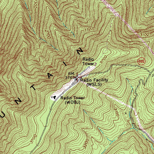 Topographic Map of WPVR-FM (Roanoke), VA