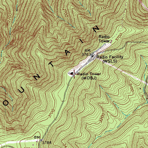 Topographic Map of WSLQ-FM (Roanoke), VA
