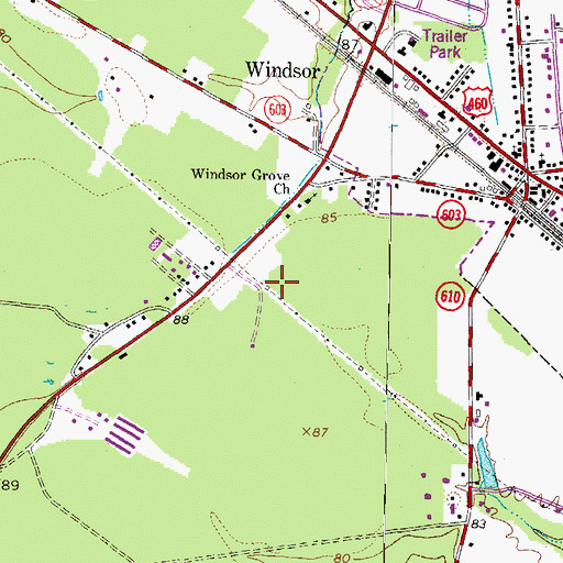 Topographic Map of WAFX-FM (Suffolk), VA