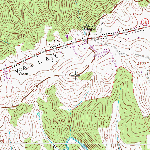 Topographic Map of WTZE-FM (Tazewell), VA