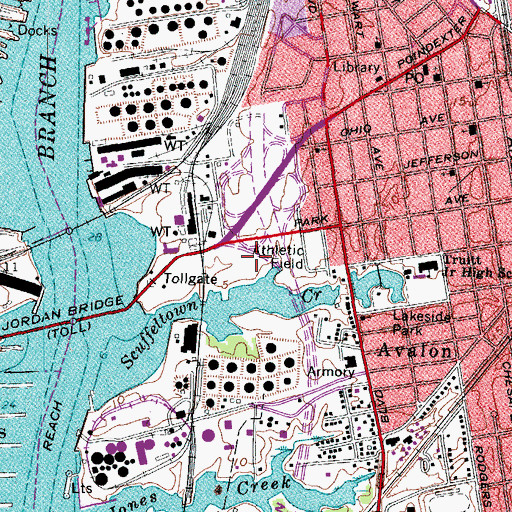 Topographic Map of WJQI-FM (Virginia Beach), VA