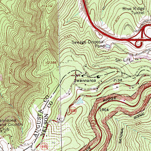 Topographic Map of WPVA-FM (Waynesboro), VA