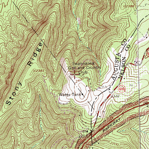 Topographic Map of WPVA-FM (Waynesboro), VA