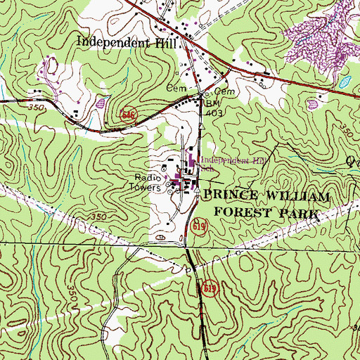 Topographic Map of WNVT-TV (Goldvein), VA