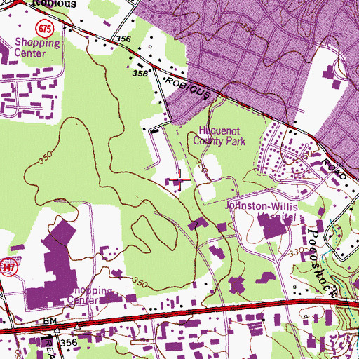 Topographic Map of WRIC-TV (Petersburg), VA