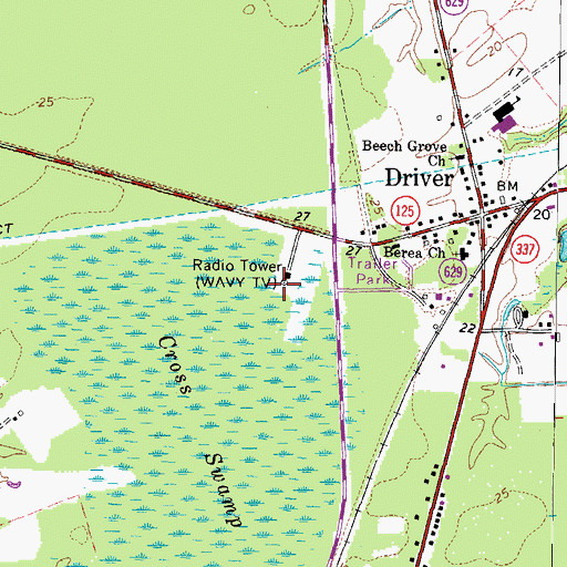 Topographic Map of WAVY-TV (Portsmouth), VA