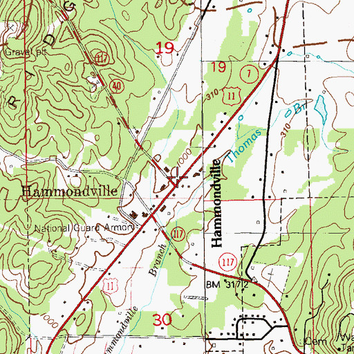 Topographic Map of Hammondville, AL