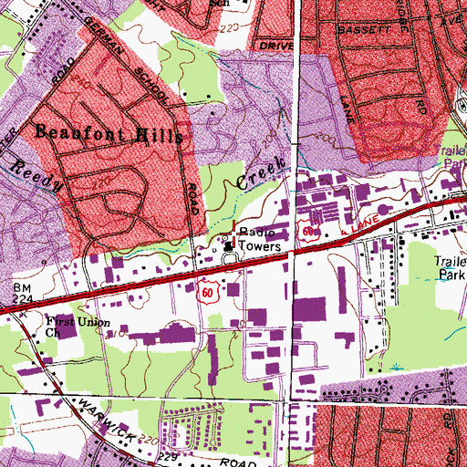 Topographic Map of WWBT-TV (Richmond), VA
