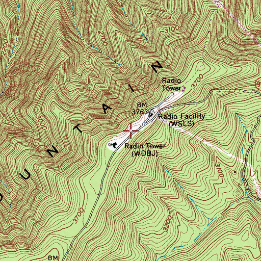 Topographic Map of WBRA-TV (Roanoke), VA