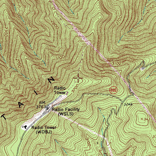Topographic Map of WSLS-TV (Roanoke), VA
